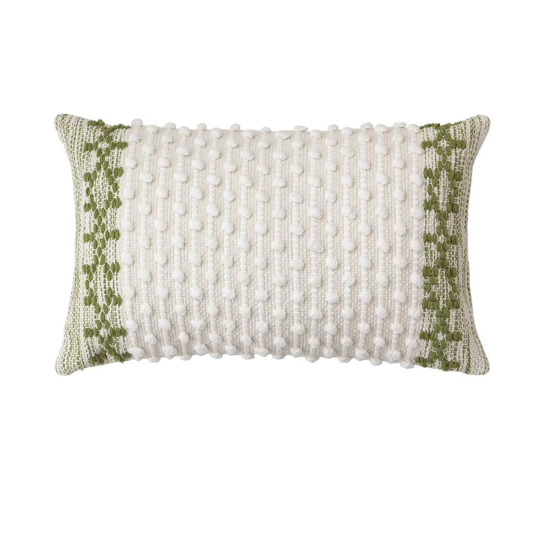 Gewebtes Boho-Dekokissen mit Quasten, Tuft-Relief und handgefertigten Details