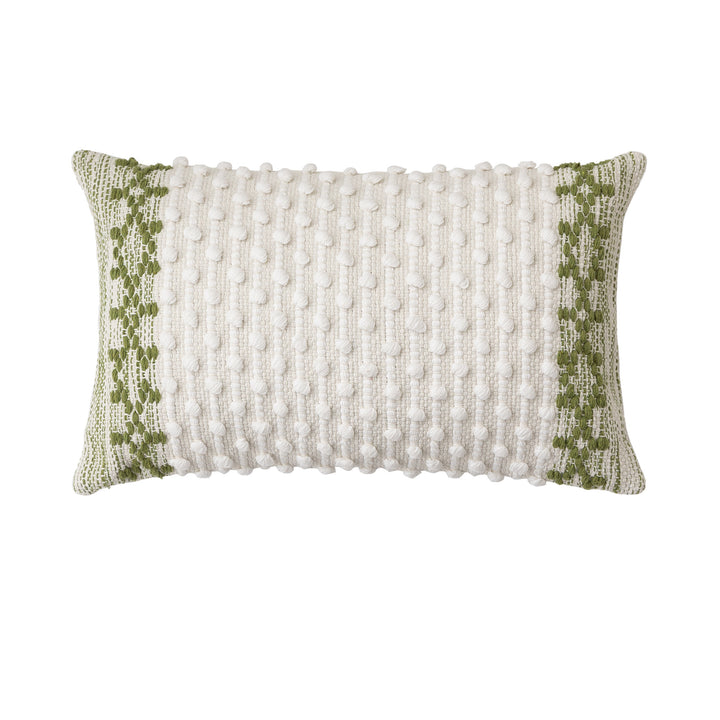 Gewebtes Boho-Dekokissen mit Quasten, Tuft-Relief und handgefertigten Details