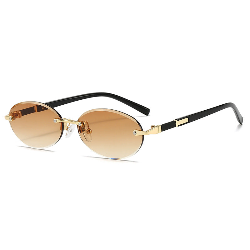 Damen modische ovale Sonnenbrille mit trendigem Metallrahmen Karnz
