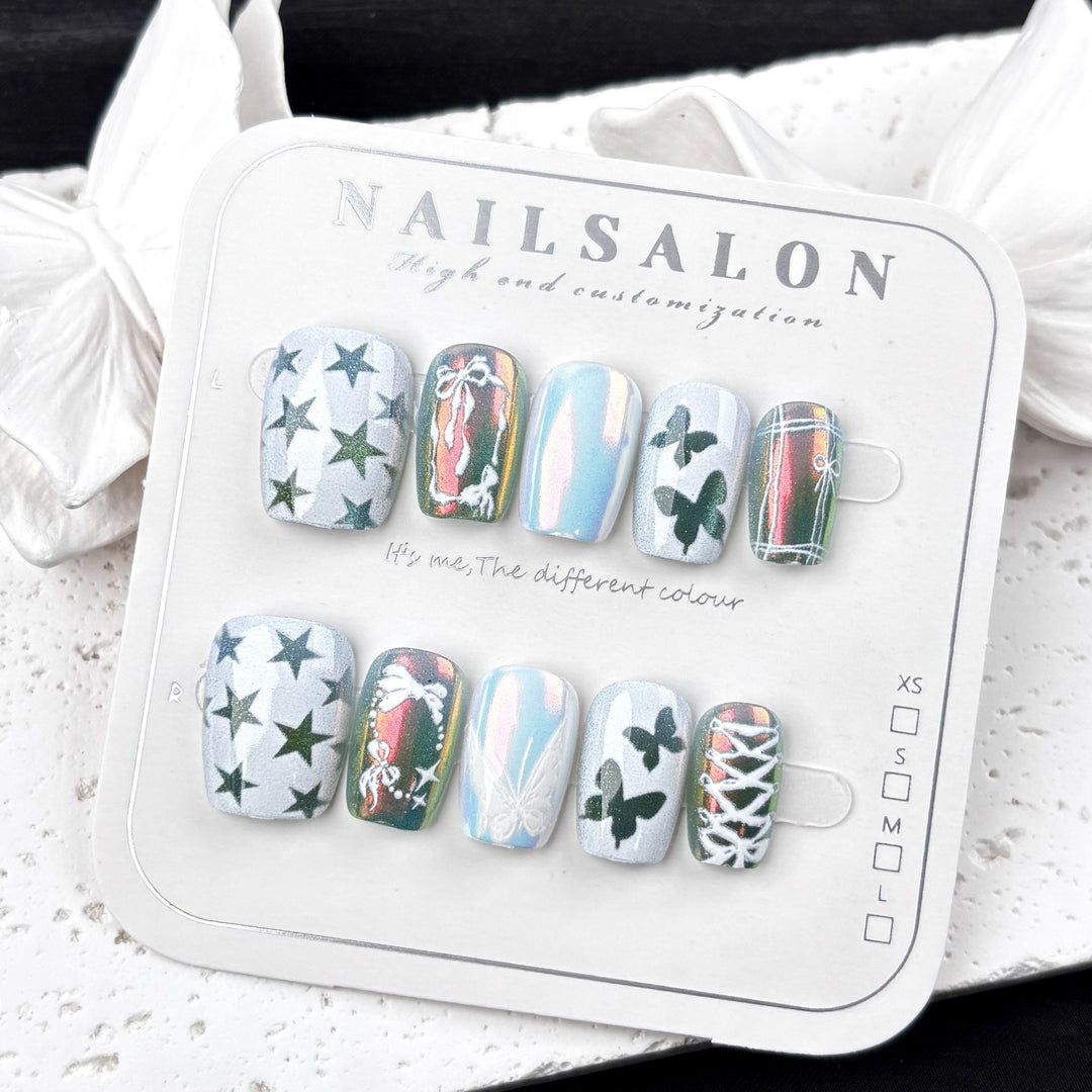 Anpassbares Schmetterlings-Themen Press-On Nagelset