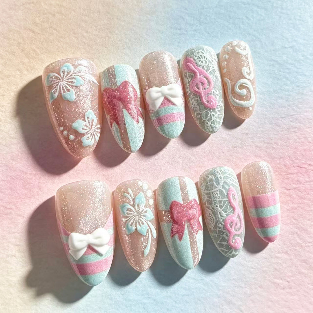 Tropen-Thematisches Künstlerisches Press-On Nagelset
