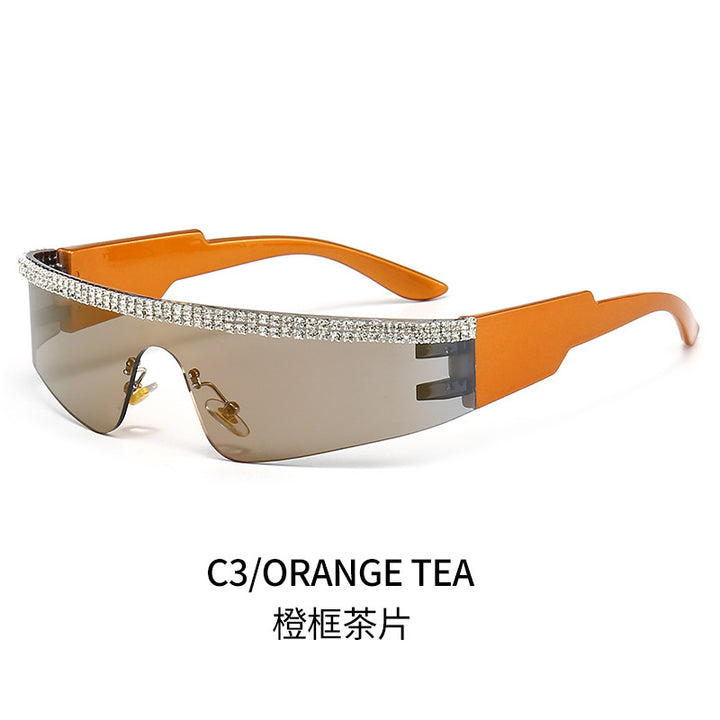 Damen Modische Glamour-Sonnenbrille mit strassverziertem Rahmen Karnz