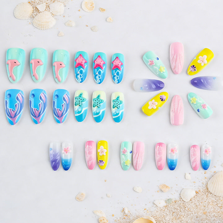 3D Strandthemen Press-On Nagelkunst Karnz