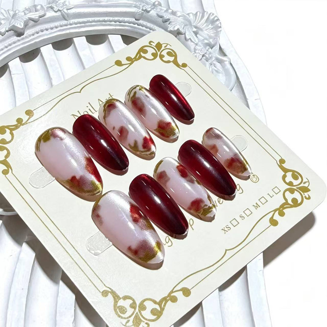 Premium Decorative Floral Press-On Nail Art Karnz