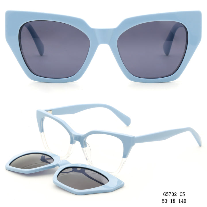 Damen auffällige Oversized-Sonnenbrille mit abnehmbaren Gläsern Karnz
