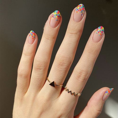 Bunte Tupfen Nagelkunst Press-On Nägel Karnz