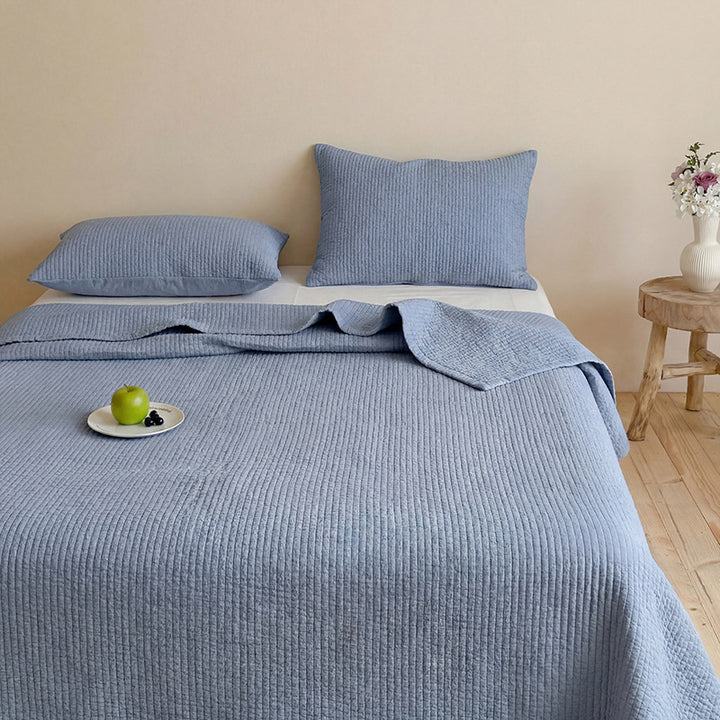 Gep quiltetes Ripp Baumwoll Bettüberwurf Set mit passenden Kissenbezügen