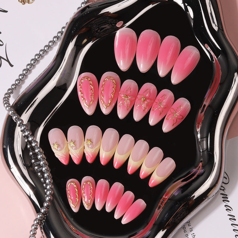 Elegante abstrakte Press-On-Nagelset Karnz