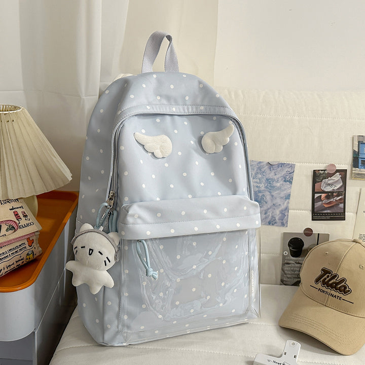 Polka-Dot-Muster Rucksack mit verspielten Flügelakzenten Karnz