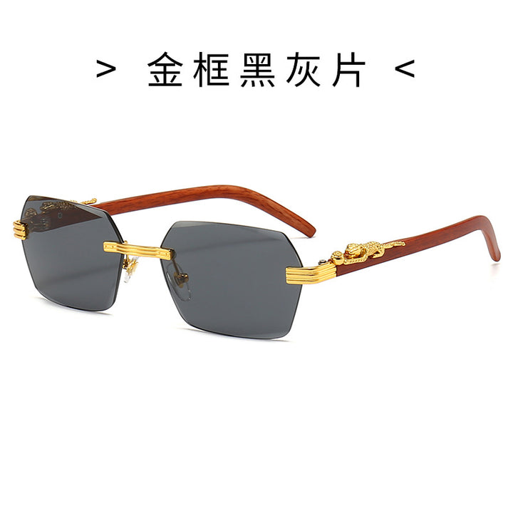 Damen Designer-Sonnenbrille mit kunstvollem Holzrahmen und eleganten Glaselementen Karnz