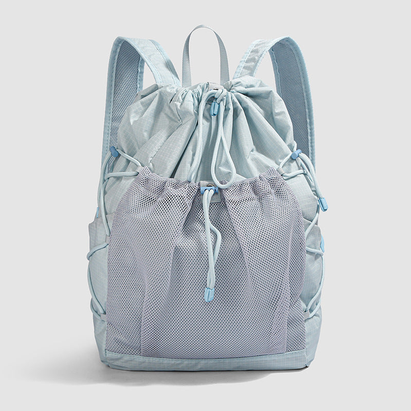 Vielseitiger Mesh-Panel Kordelzug Rucksack Karnz