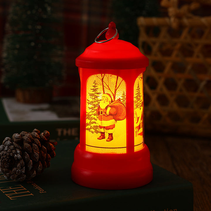 Nostalgische Weihnachtslaterne mit leuchtendem Weihnachtsmann-Motiv Karnz