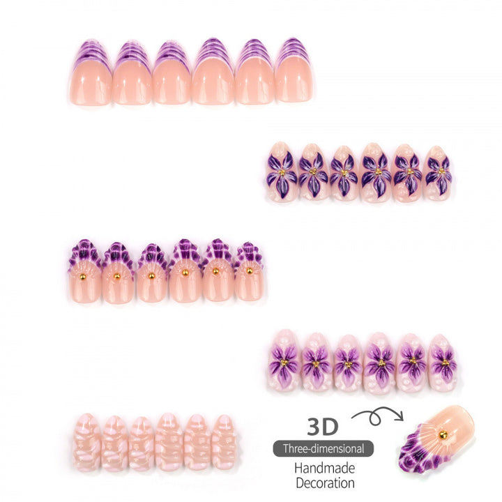 Florales Design Gel Press-On Nägel Set