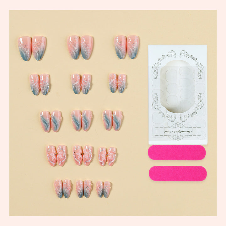 Dekoratives Press-On Nagelkunst Set mit Premium Blumendesigns Karnz