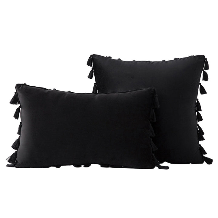 Velvet Quaste-Trim Quadrat und Lenden Dekokissen Set