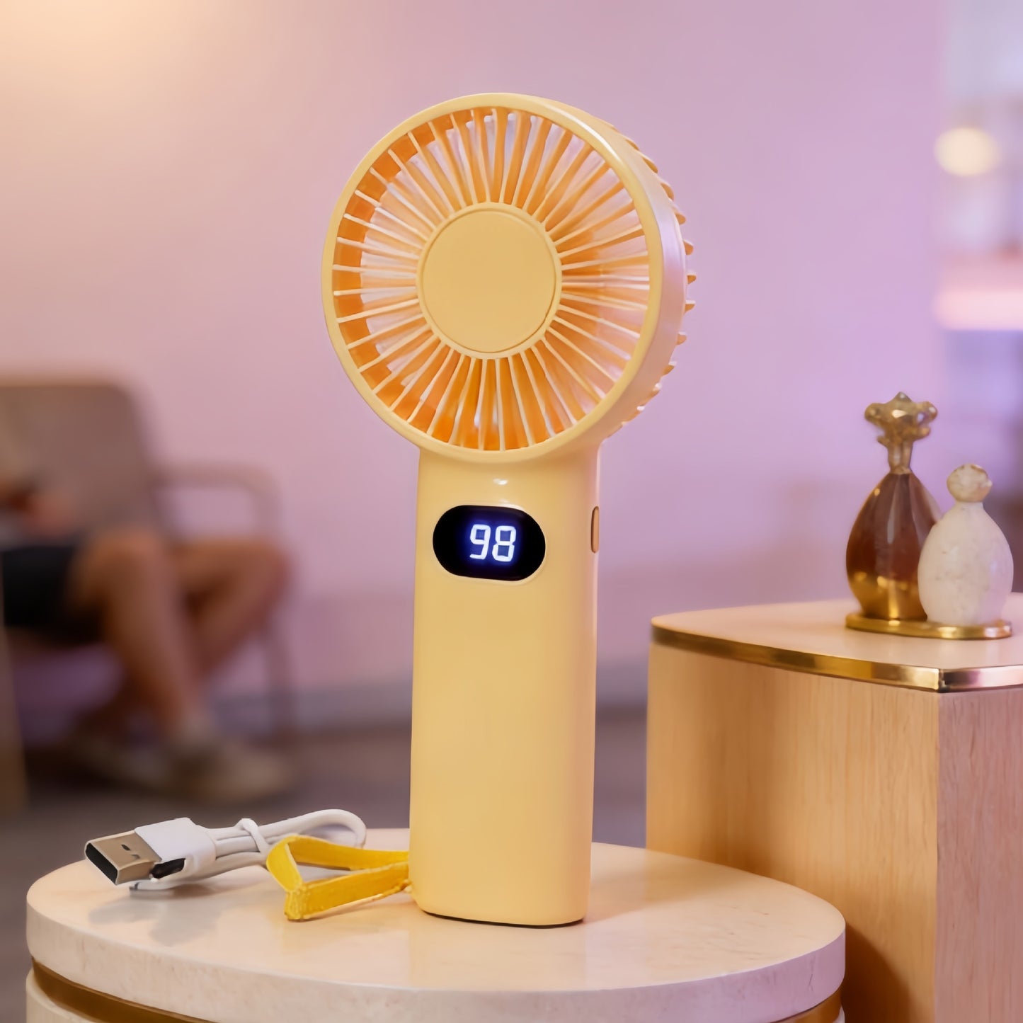 Damen Tragbarer Mini-Handventilator mit LCD-Anzeige Karnz
