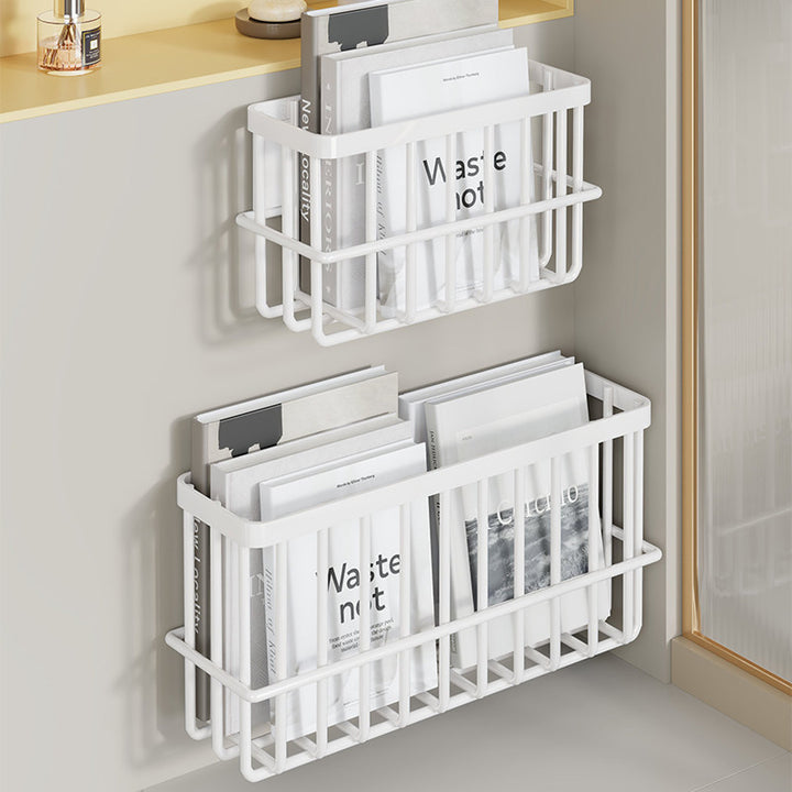 Schlank modular wandmontierter rostfreier Metallzeitschriften- und Dokumentenkorb