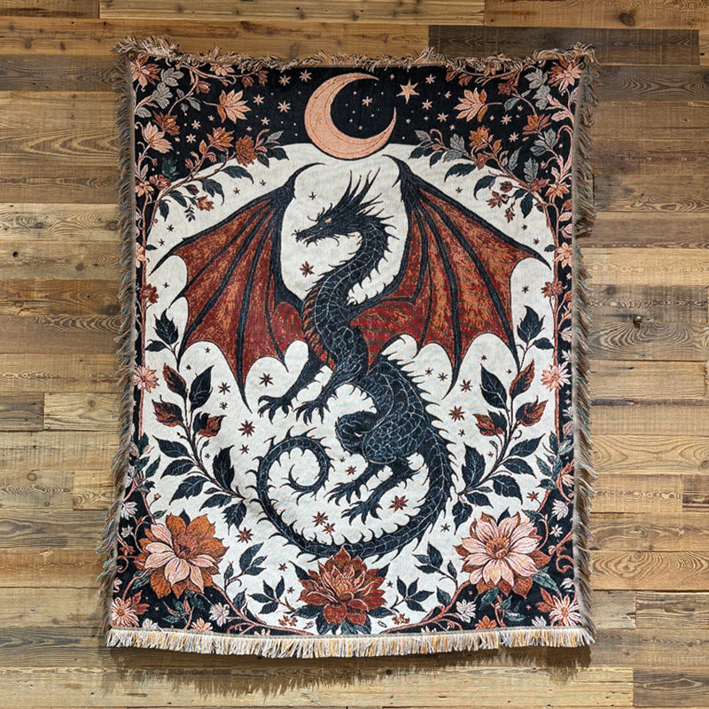 Künstlerisches Drachenmotiv Wandteppich Wurfdecke