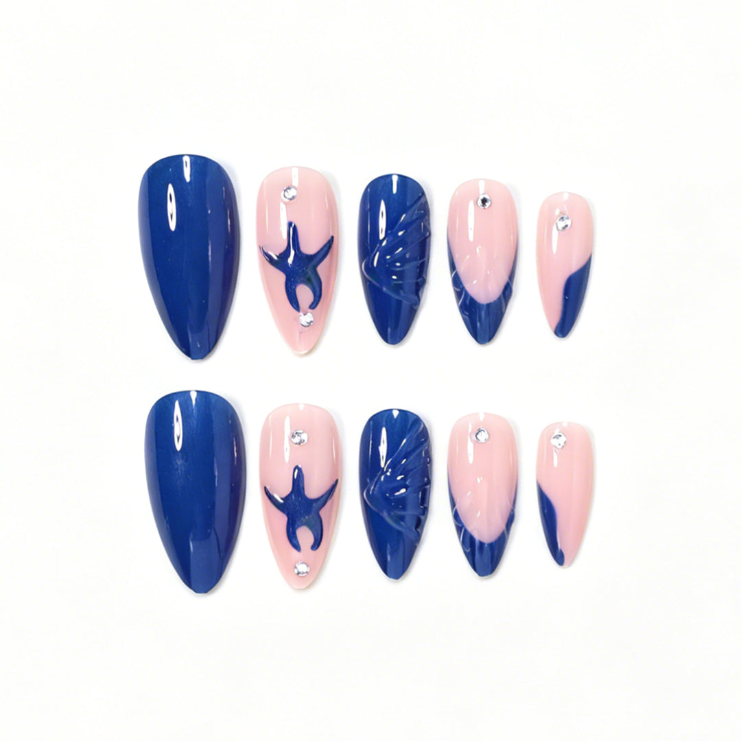 Künstlerisches von Ozeanen inspiriertes Nagelset Karnz