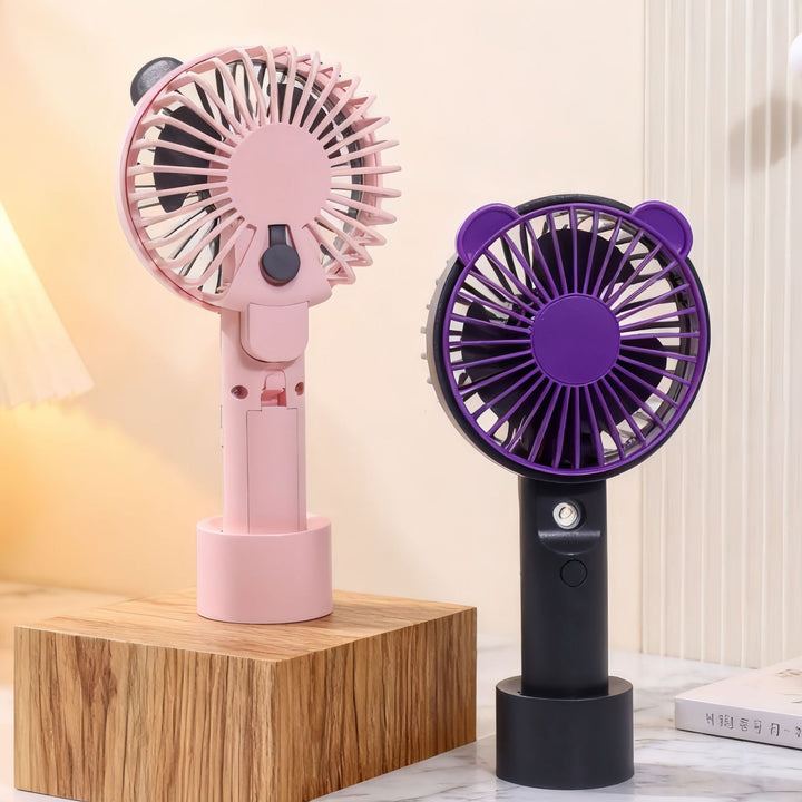 Damen Tragbarer Handventilator mit niedlichem Bärenkopfdesign Karnz
