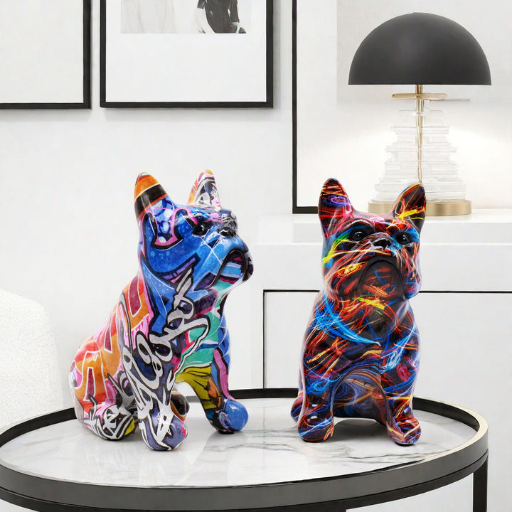 Kreative Bulldoggenfigur aus handbemaltem Kunstharz Karnz