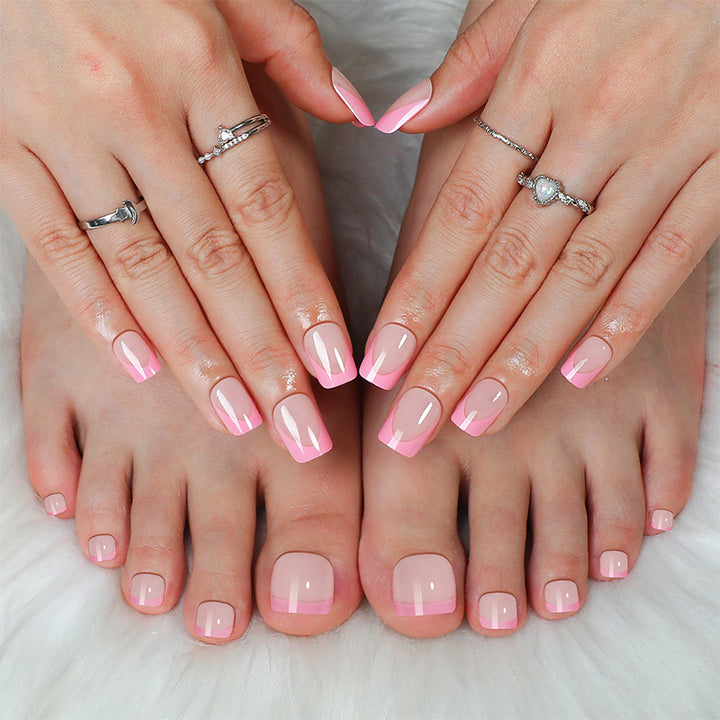 Premium French Tip Press-On Nails Set mit elegantem Verlauf-Design Karnz