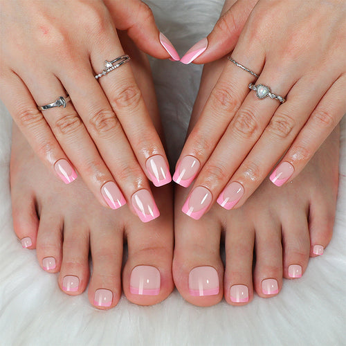 Premium French Tip Press-On Nails Set mit elegantem Verlauf-Design Karnz