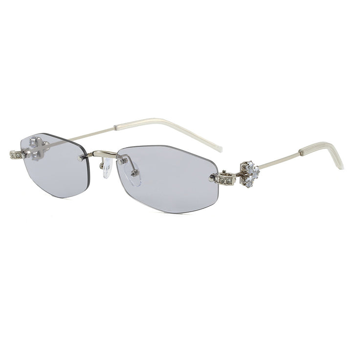 Modische Sonnenbrille Im Eleganten Rechteckdesign mit Blumigen Details Karnz