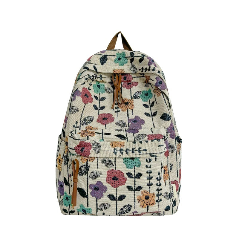 Blumenmuster Canvas Rucksack Karnz