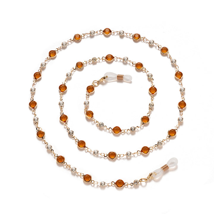 Elegante Strass- und Edelsteinkette für Brillen Karnz