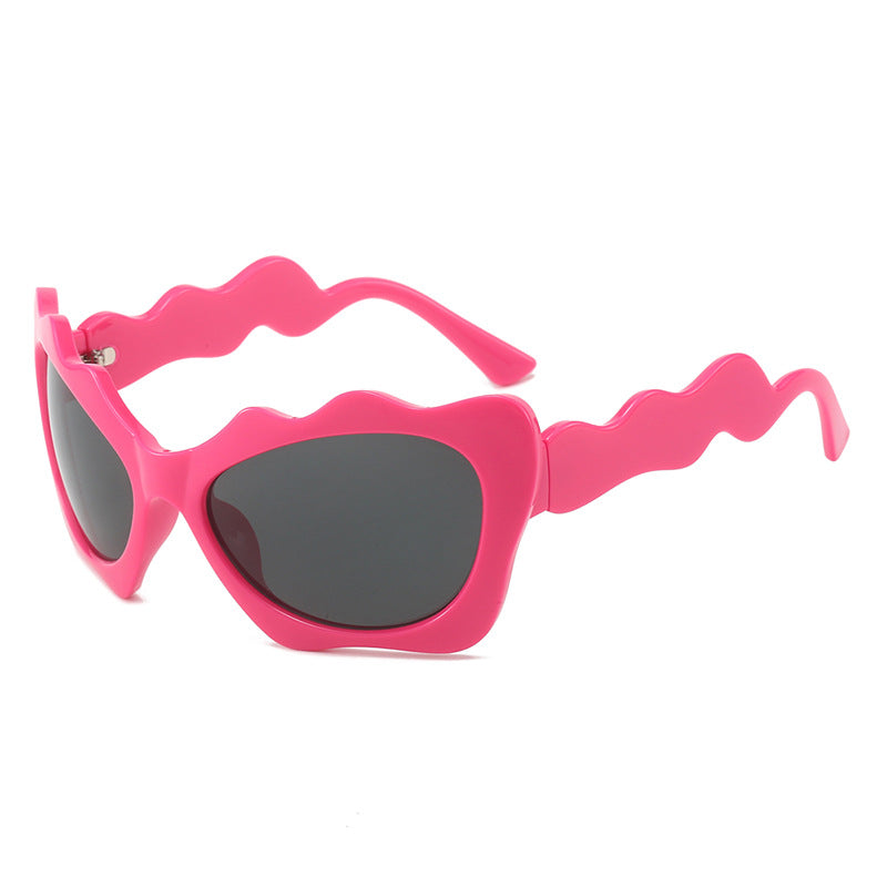 Damen extravagante Sonnenbrille mit wellenförmigem Rahmendesign Karnz