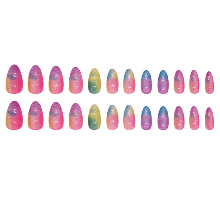 Bunte Ombre Glitzer Press-On Nägel Karnz