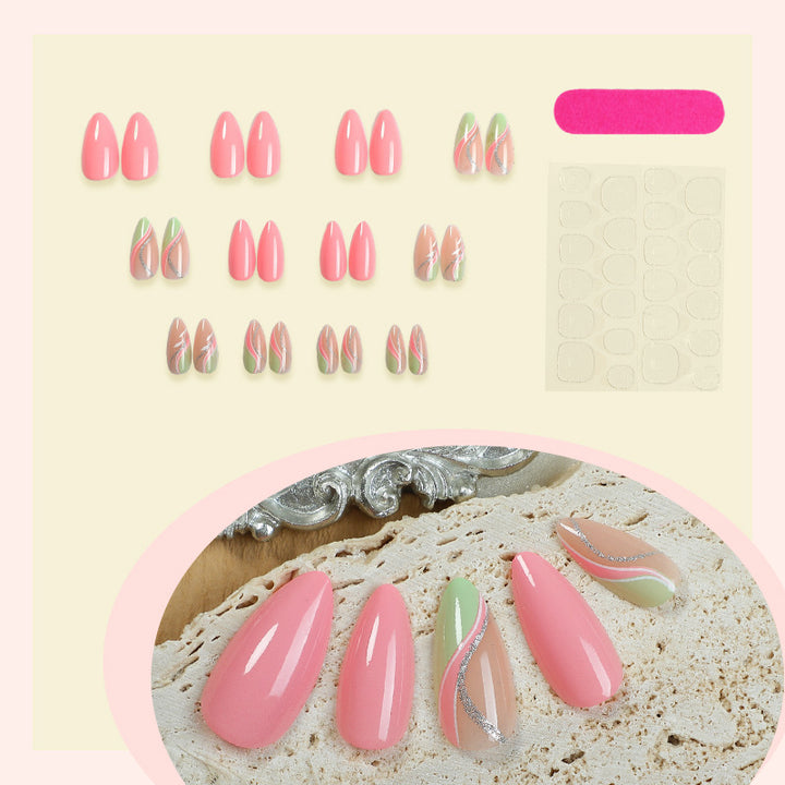 Premium Künstlerische Press-On Nagelset mit Eleganten Floral Designs Karnz