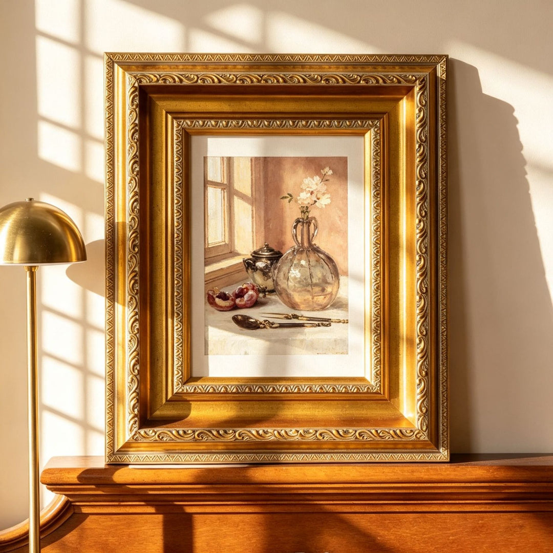 Verschnörkelter Vintage Blumen Kunstrahmen für Zuhause