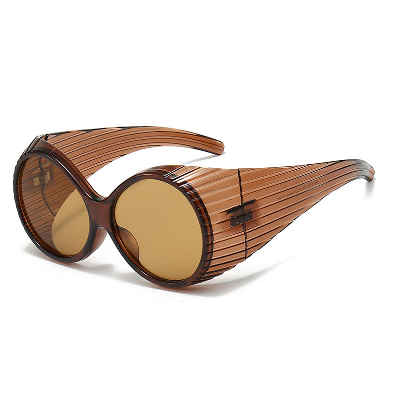 Damen Oversized Cat-Eye Sonnenbrille mit stilvollem, strukturiertem Rahmen Karnz