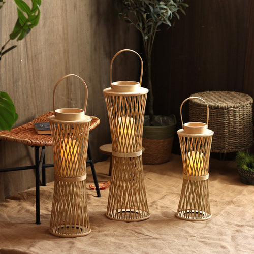 Elegante Laterne aus Rattan Karnz