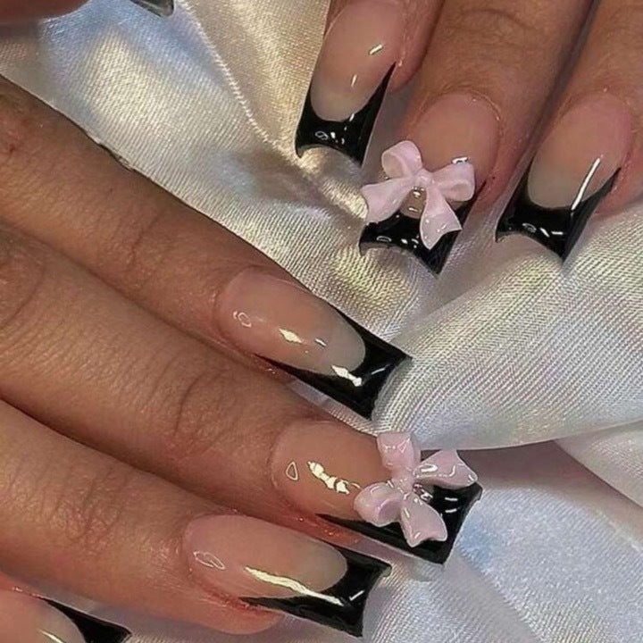 Künstliche Nagelspitzen mit Schleifen-Design Karnz