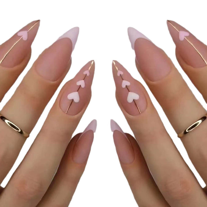 Herzgezeichnete Lange Stiletto Nagelkunst Verlängerungen