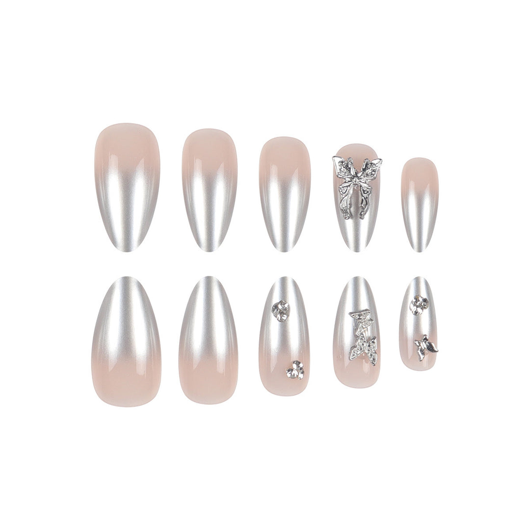 Glamouröse Metallische Stiletto Press-On Nägel Karnz
