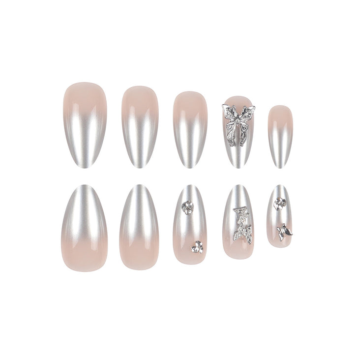 Glamouröse Metallische Stiletto Press-On Nägel Karnz