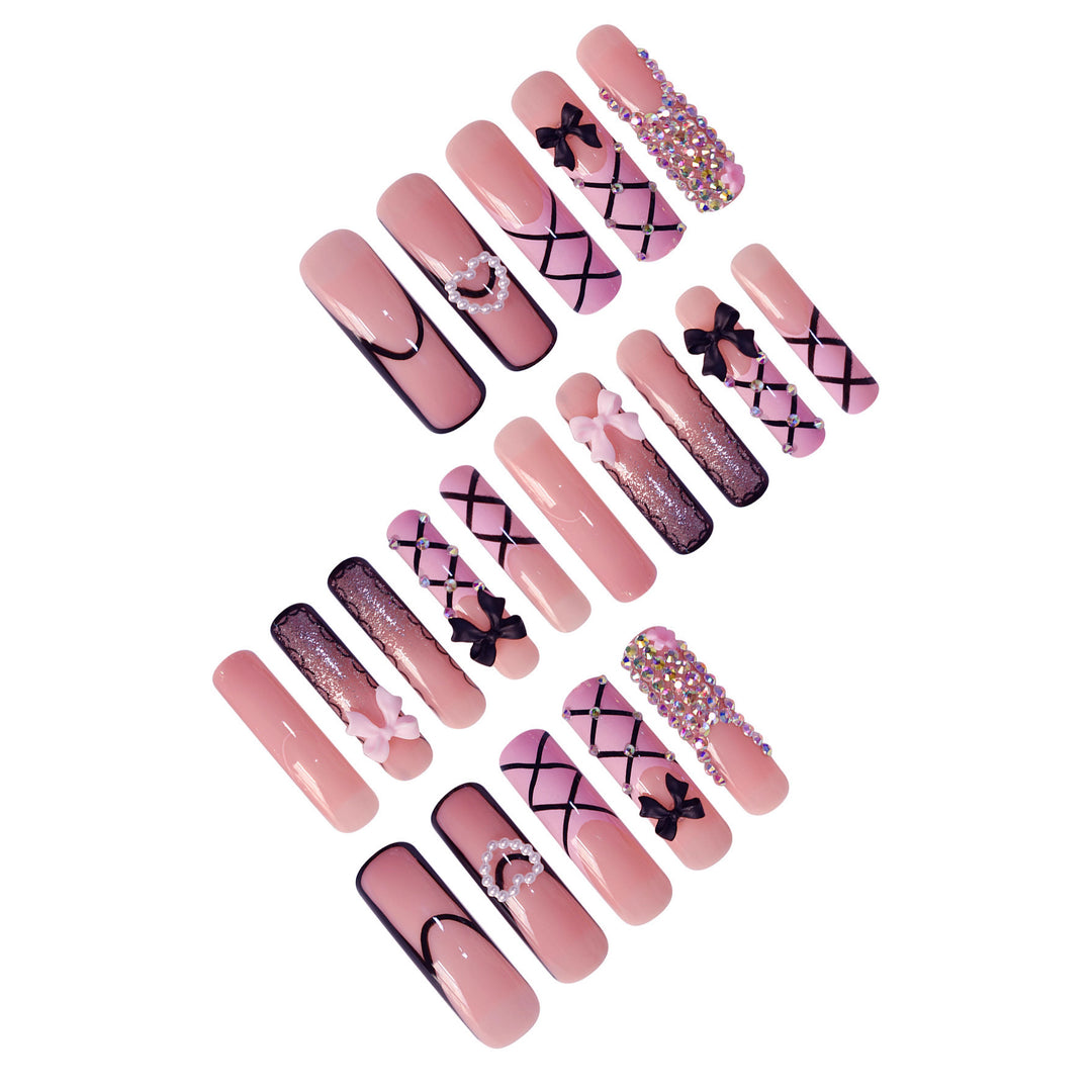 Luxus Nail Art Set mit Strass- und Schleifenakzenten Karnz