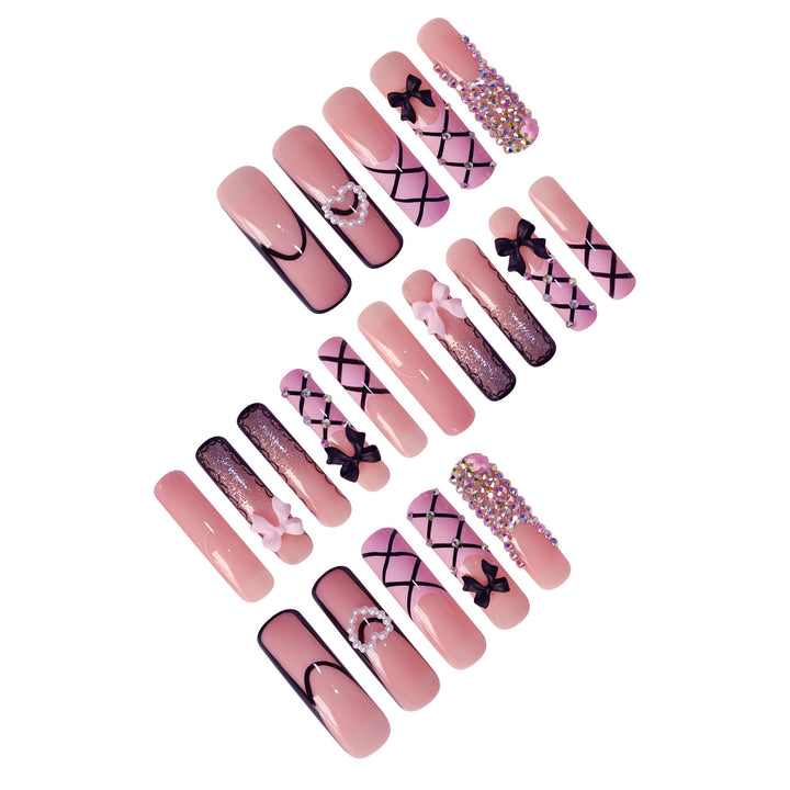 Luxus Nail Art Set mit Strass- und Schleifenakzenten Karnz