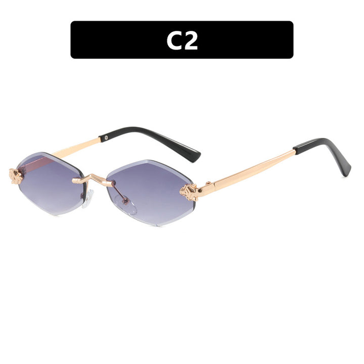 Damen geometrische Sonnenbrille mit doppeltem Metallrahmen und schützenden Gläsern Karnz