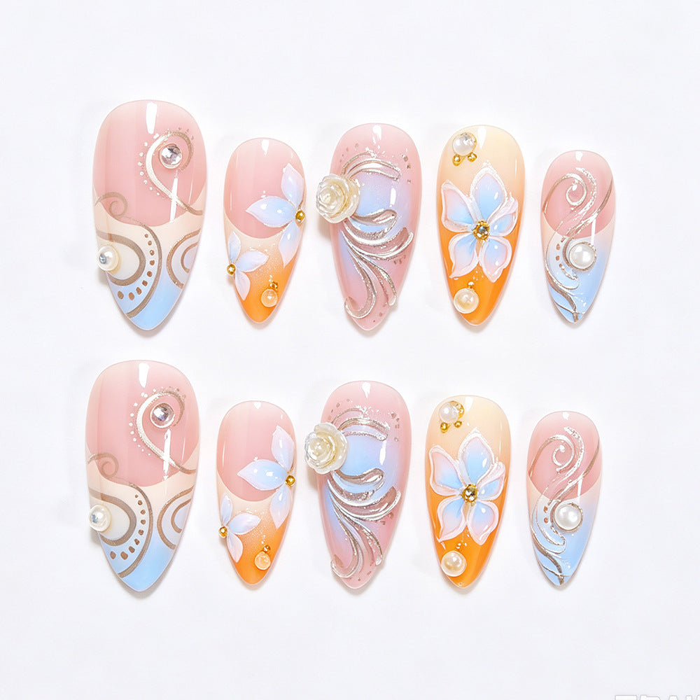 Florale verzierten Stiletto Nagelkunst Karnz