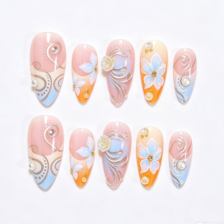 Florale verzierten Stiletto Nagelkunst Karnz