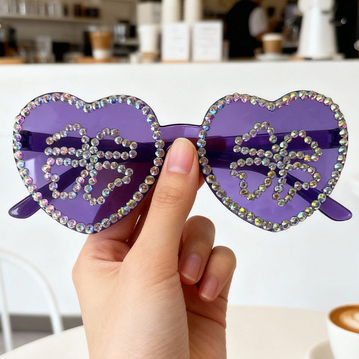 Glamouröse herzförmige Strass-Sonnenbrille Karnz