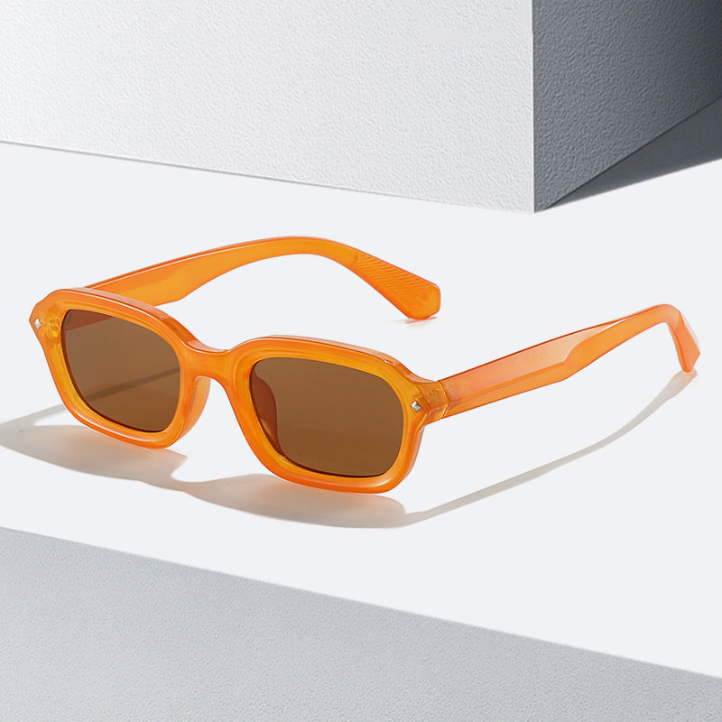 Damen Trendige rechteckige Sonnenbrille mit vollständig transparentem Rahmen und UV-Schutz Karnz