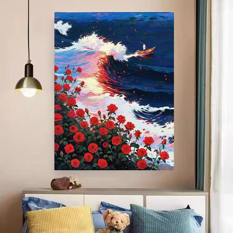 Herz- und Blumenwirbel Leinwandkunstwerk Karnz