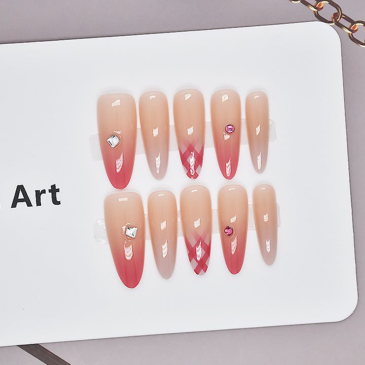 Gradient Ombre Druck-On-Nagelverlängerungen Karnz
