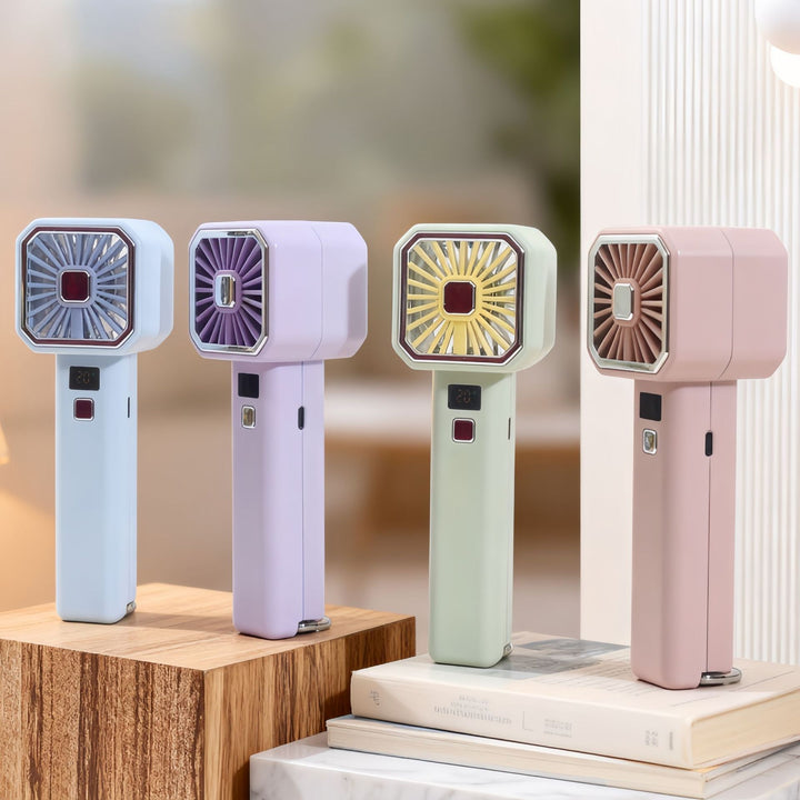 Unisex Tragbarer Handventilator mit digitaler Geschwindigkeitsanzeige Karnz